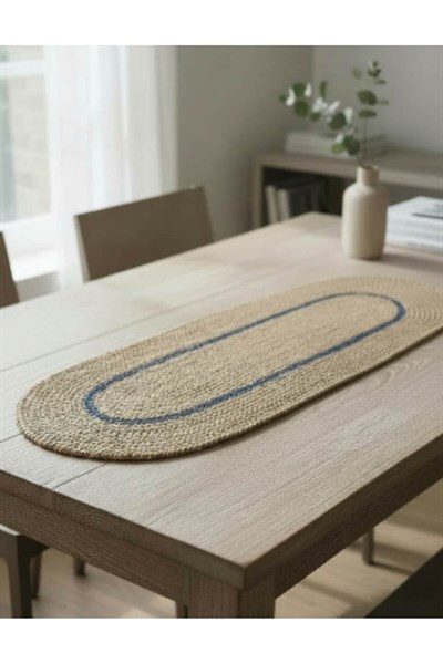 Runner Örgü Dokulu Oval Model 35x100 cm – Şık Masa Runnerı