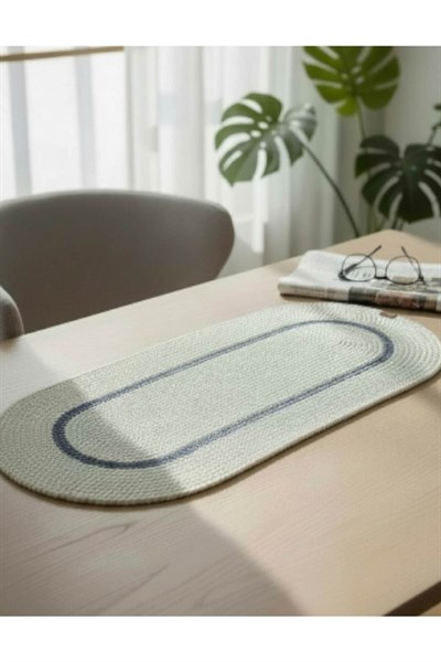 Runner Örgü Dokulu Oval Model 35x100 cm – Şık Masa Runnerı