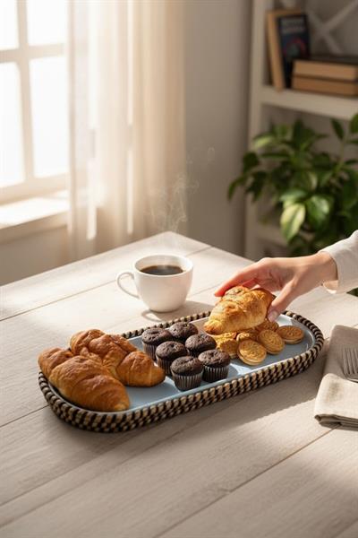 Tekli Melamin Hasır Görünümlü Servis ve Sunum Tabağı