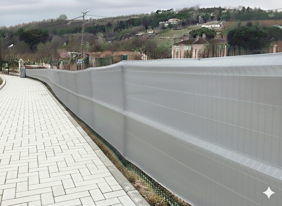 Bahçe Çit Filesi - 95lik Mahremiyet Filesi -  140 gram/m2 - Gri - Düz Kenar 