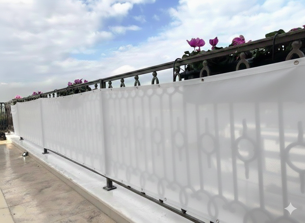 Balkon Demiri Filesi - 95lik 140 gram/m2 - Gri - Şeritli ve Kuşgözü Halkalı