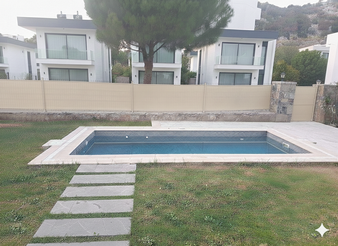 Havuz Görüntü Kesme Filesi - 95lik 140 gram/m2 - Krem - Düz Kenarlı