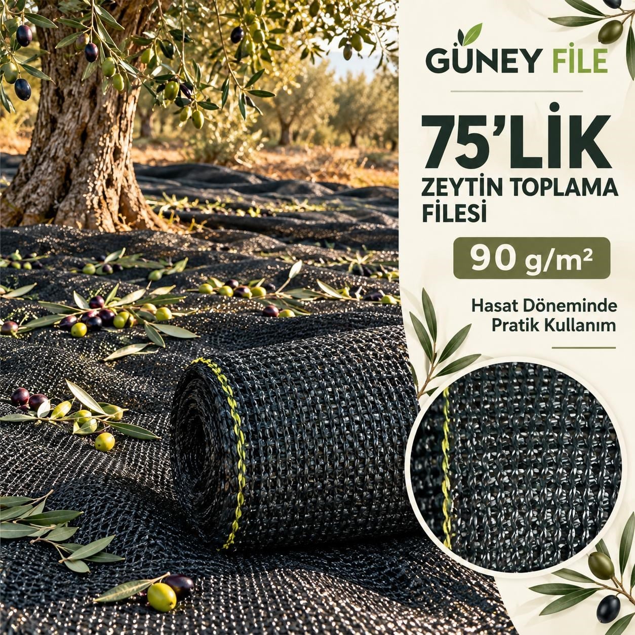 Zeytin Toplama Örtüsü - 90 gr/m2 - 75lik - Yeşil 