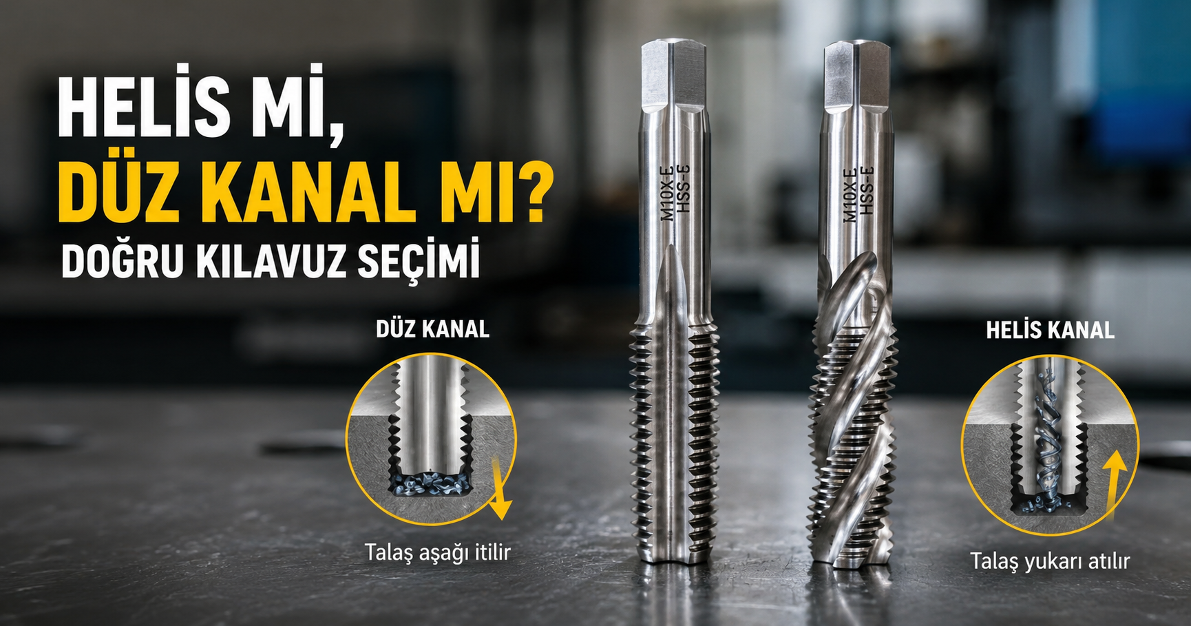 Kör delik ve boydan delik kılavuz tipleri karşılaştırması