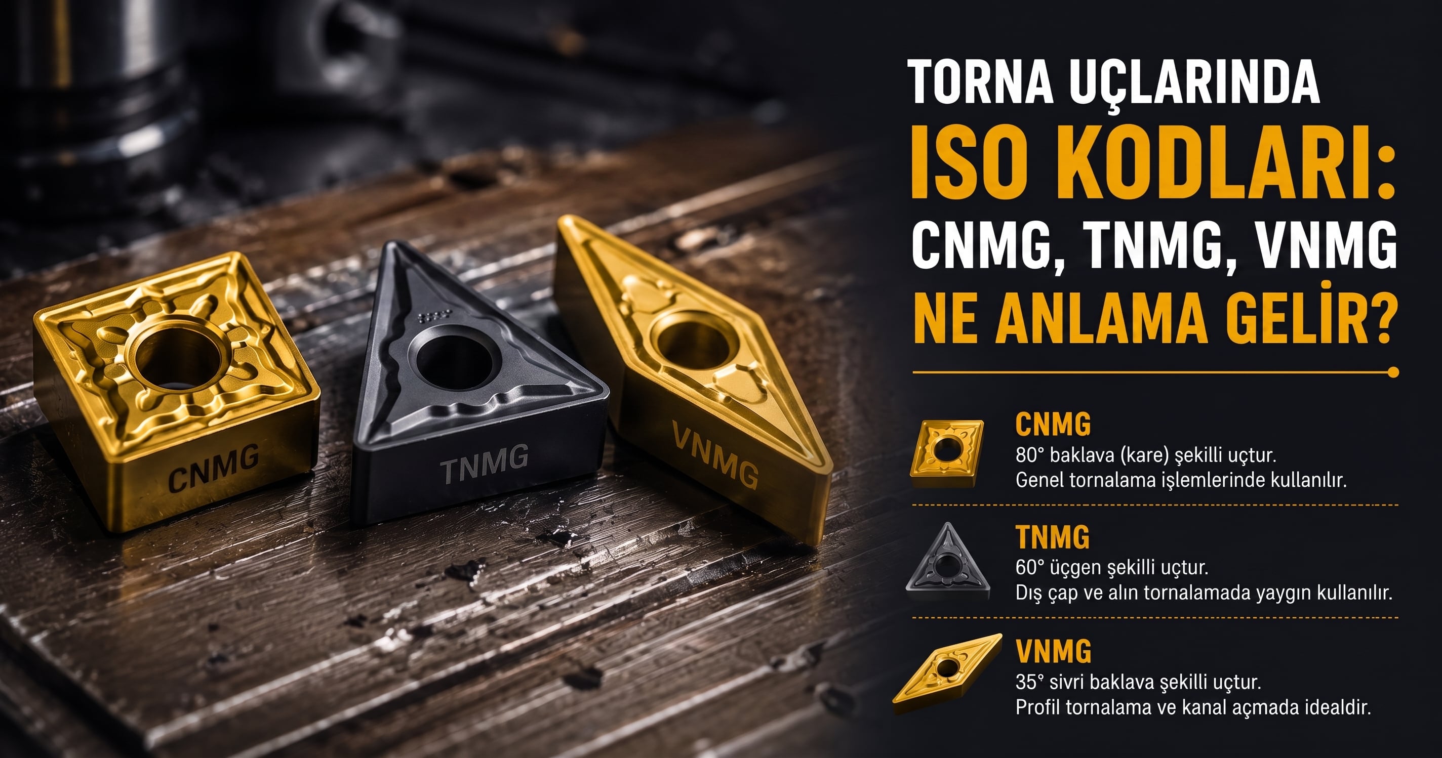 Torna Uçlarında ISO Kodlama Sistemi Nasıl Okunur? (CNMG, TNMG, VNMG Rehberi)