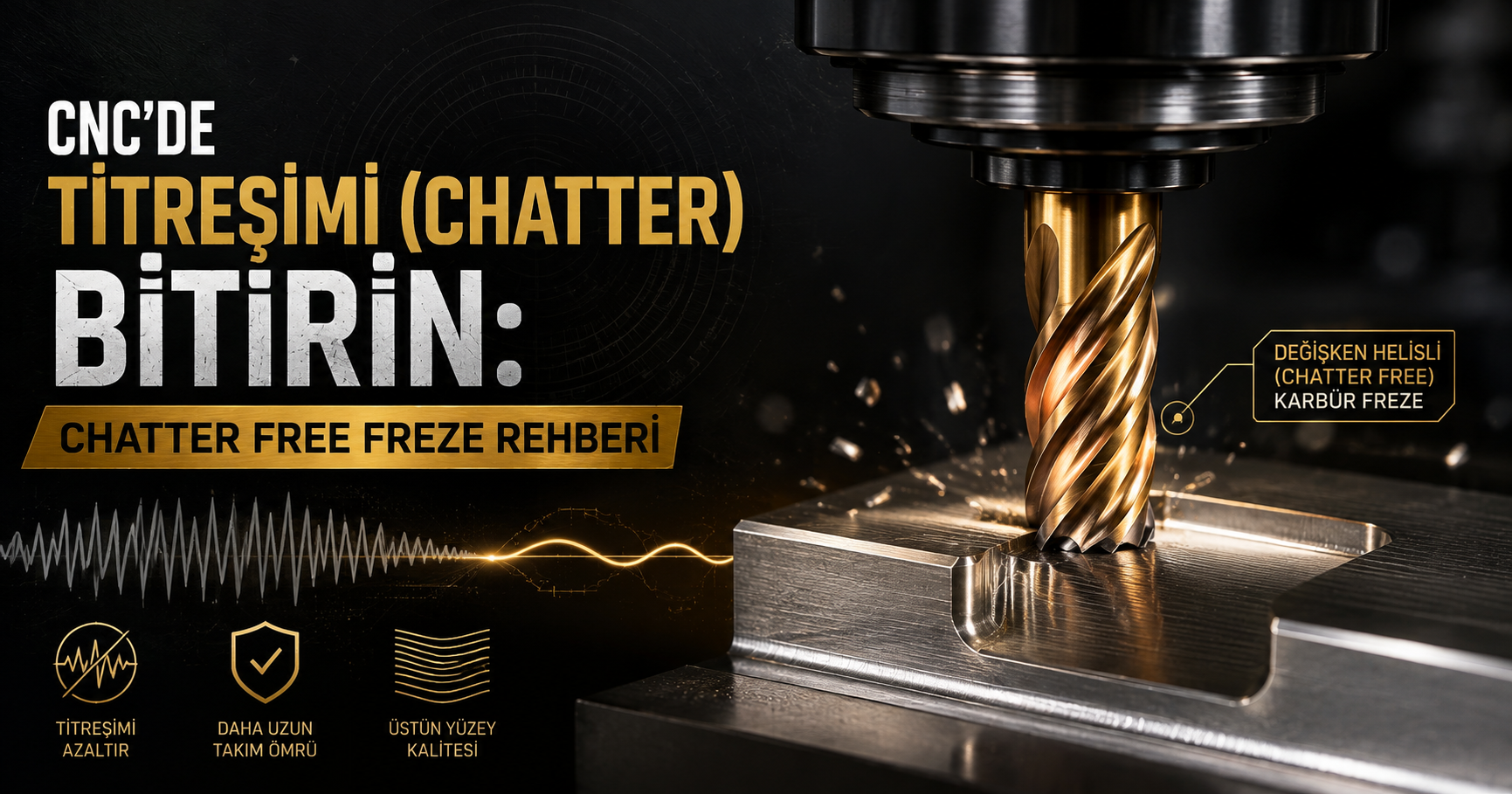 CNC Frezelemede Titreşim (Chatter) Neden Olur? Chatter Free Frezeler ile Yüzey Kalitesini Artırma Rehberi