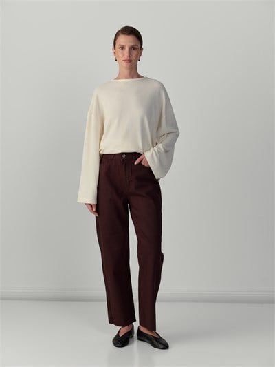 CROP JEAN PANTOLON KAHVE