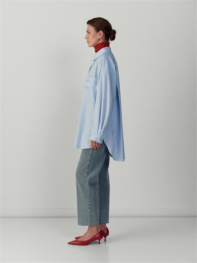 CROP JEAN PANTOLON MAVİ