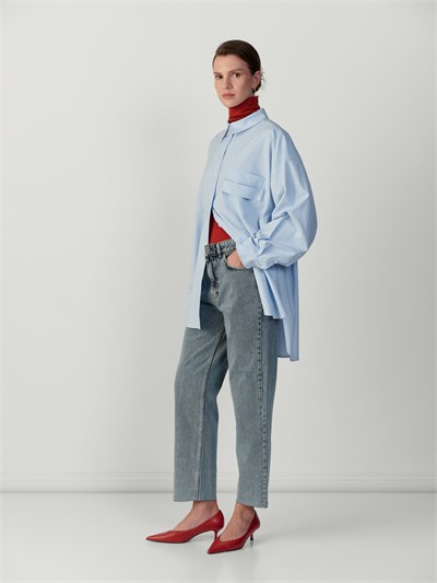 CROP JEAN PANTOLON MAVİ