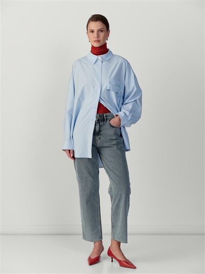 CROP JEAN PANTOLON MAVİ