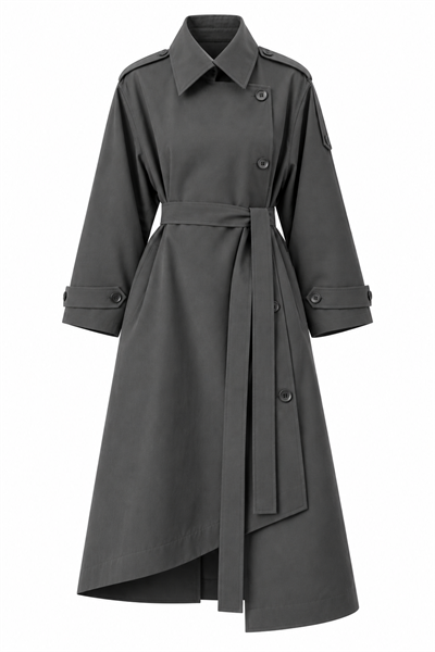 EKOSE DETAY TRENCHCOAT GRİ