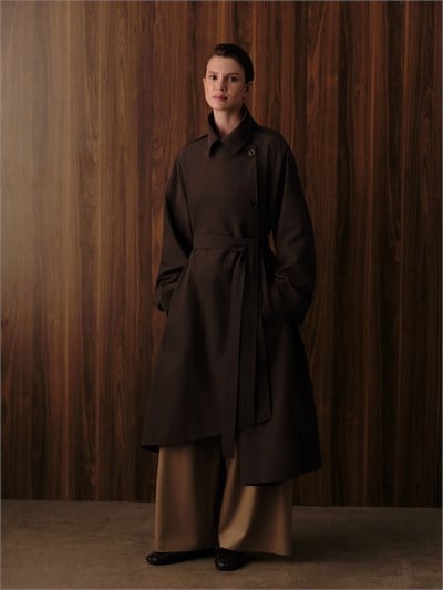 EKOSE DETAY TRENCHCOAT KAHVE