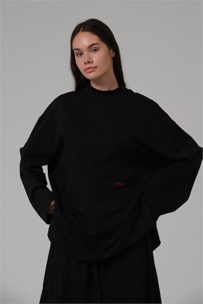 NAKIŞLI SWEAT SİYAH