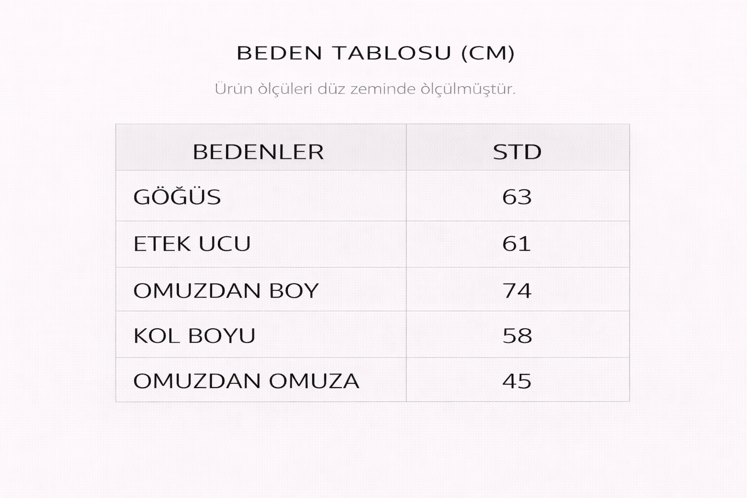 Beden Tablosu