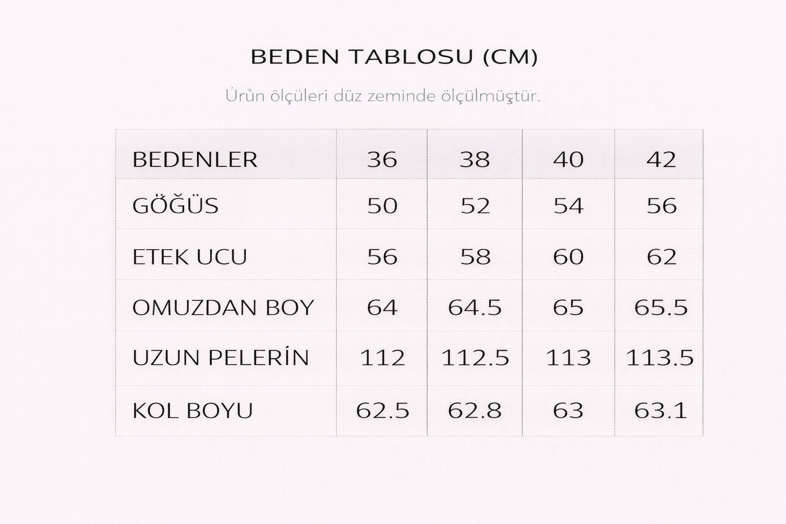 Beden Tablosu