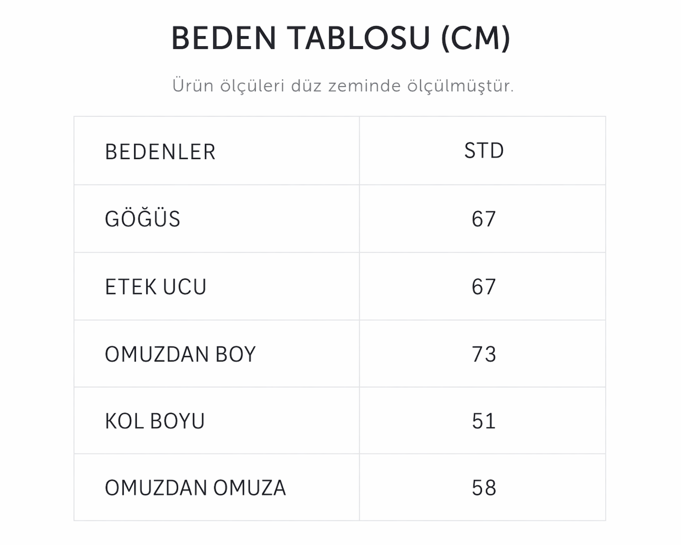 Beden Tablosu