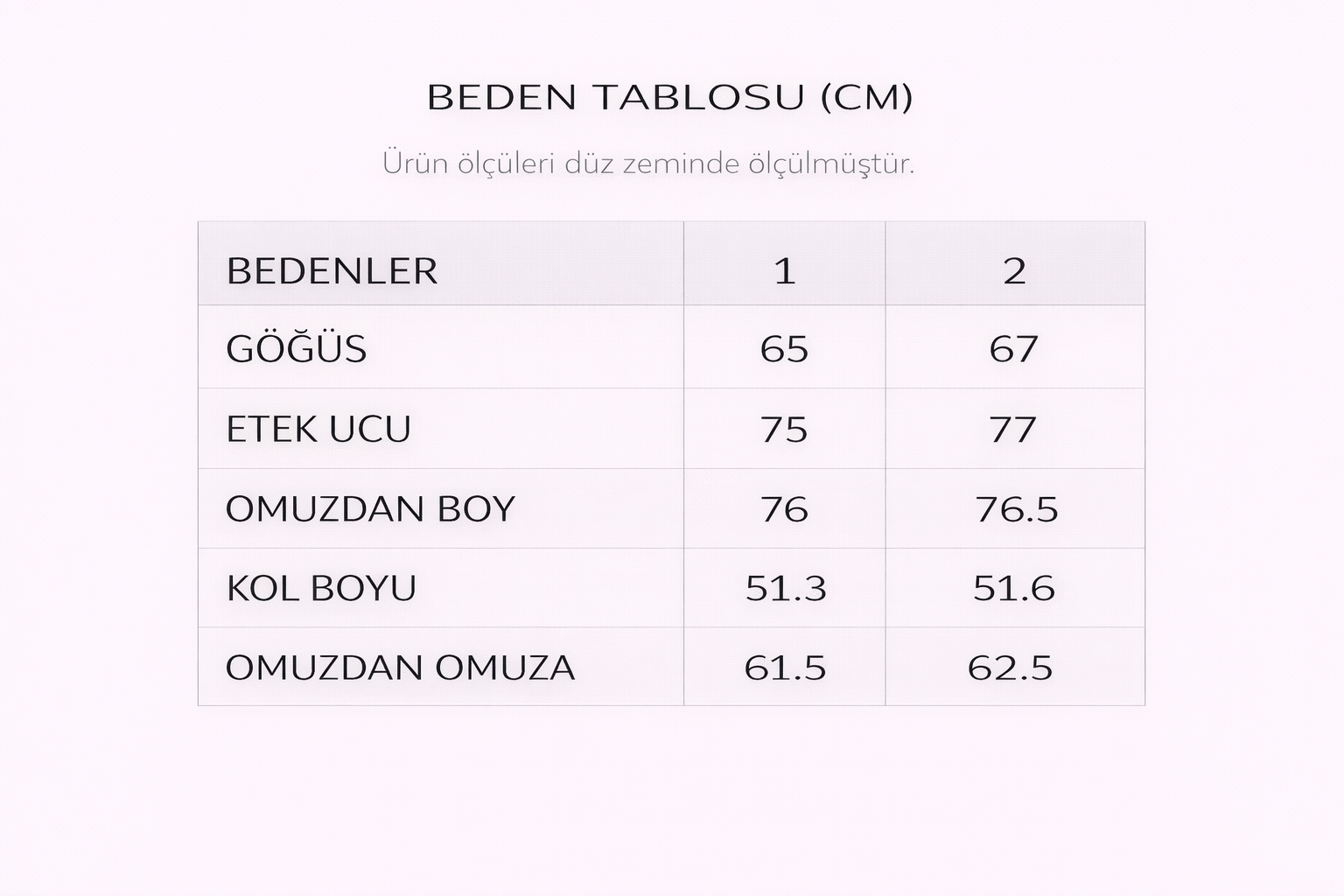 Beden Tablosu