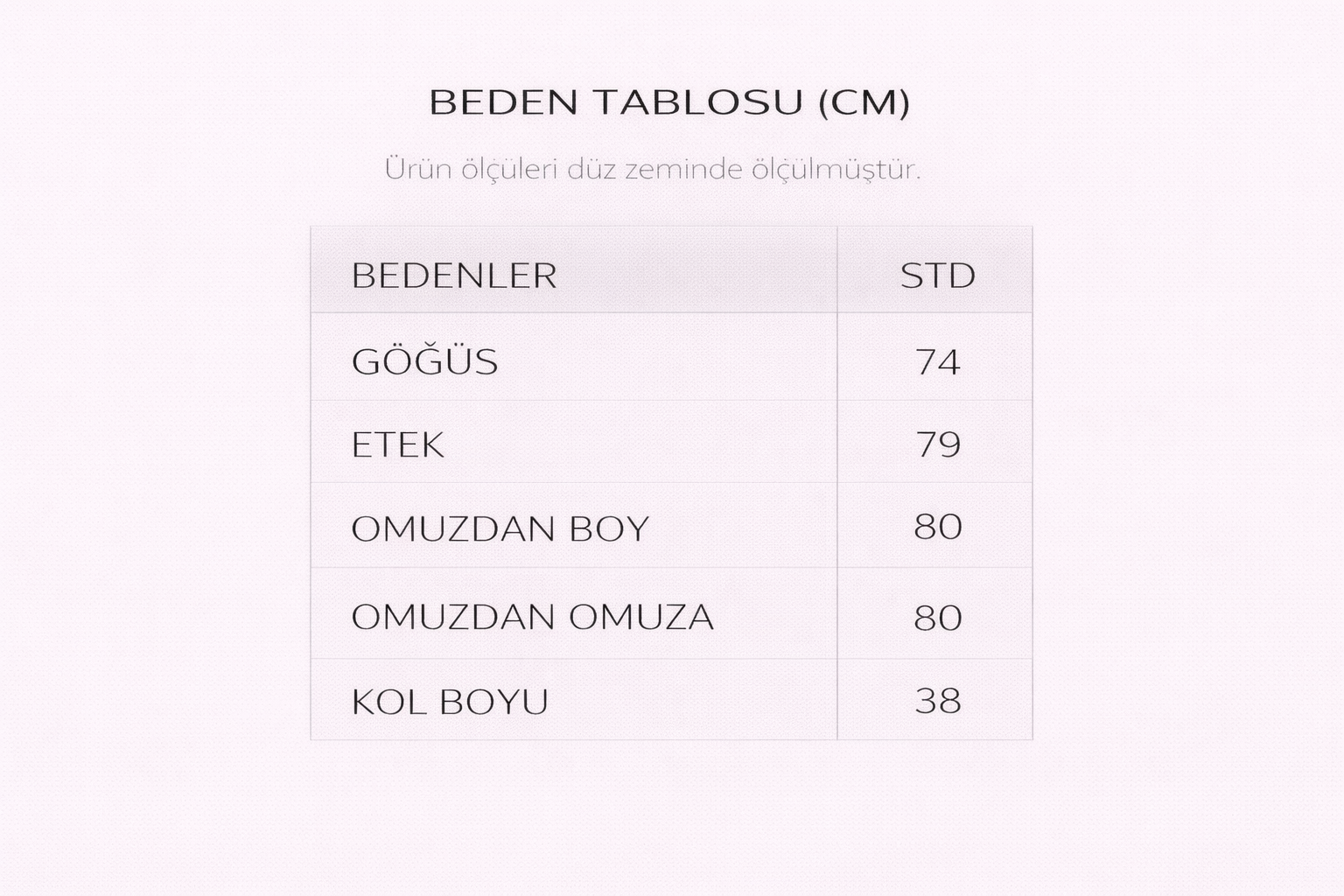 Beden Tablosu