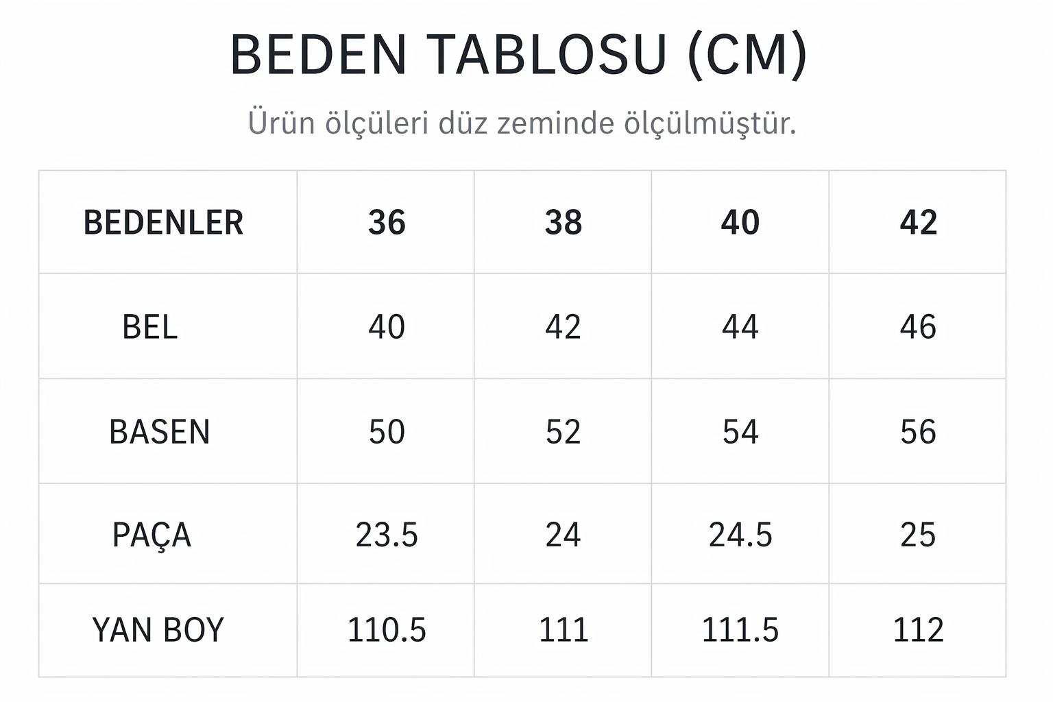 Beden Tablosu