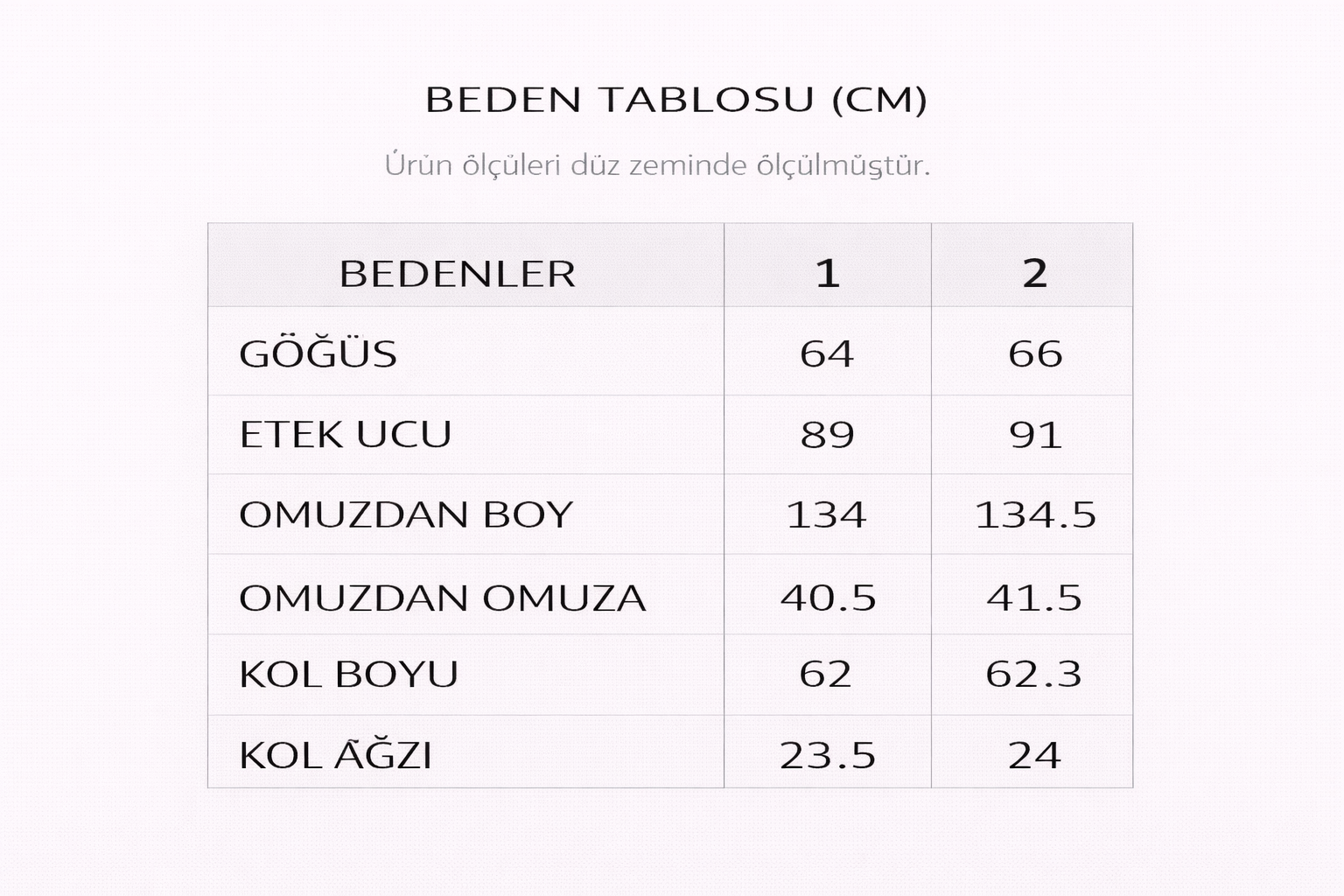 Beden Tablosu