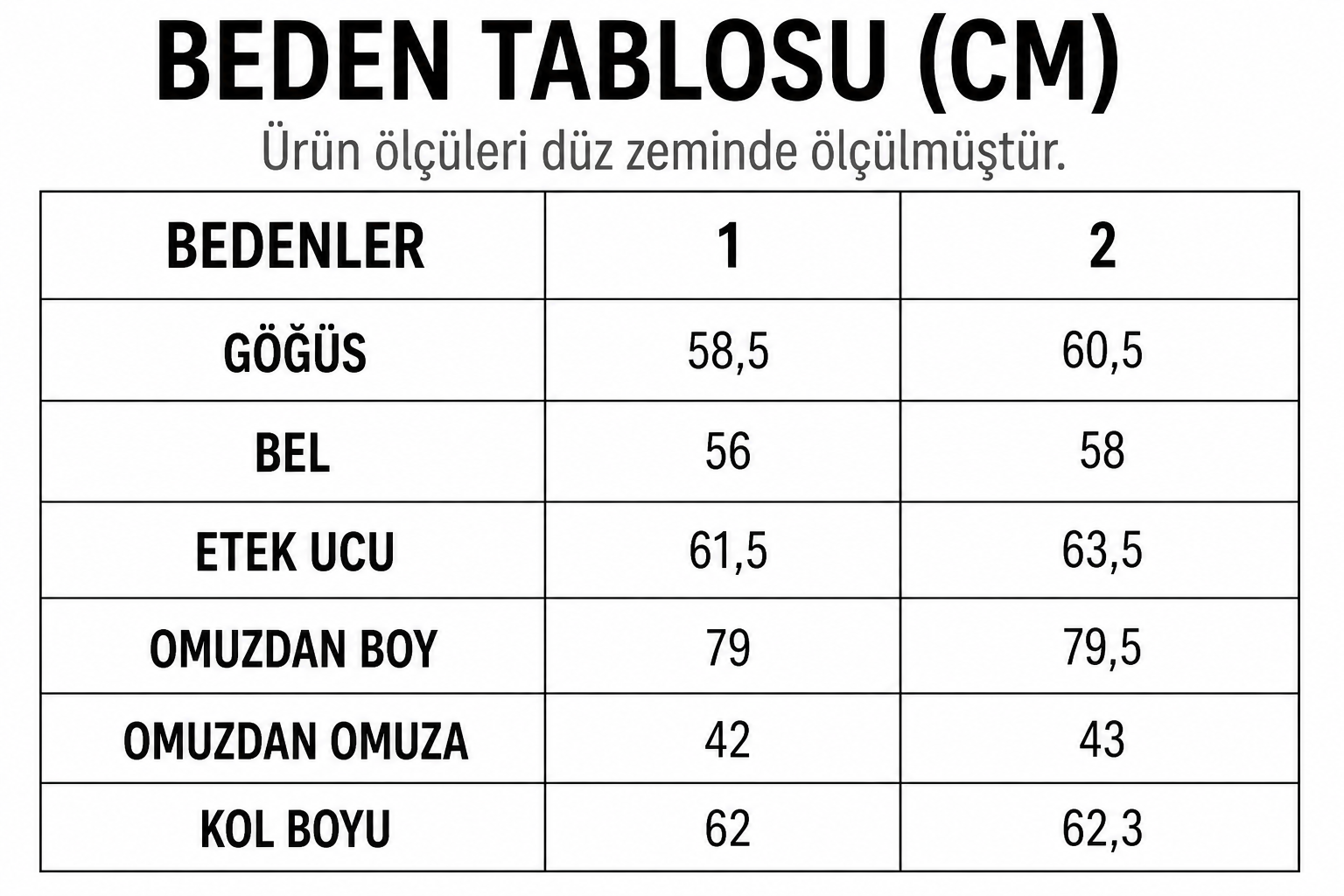 Beden Tablosu