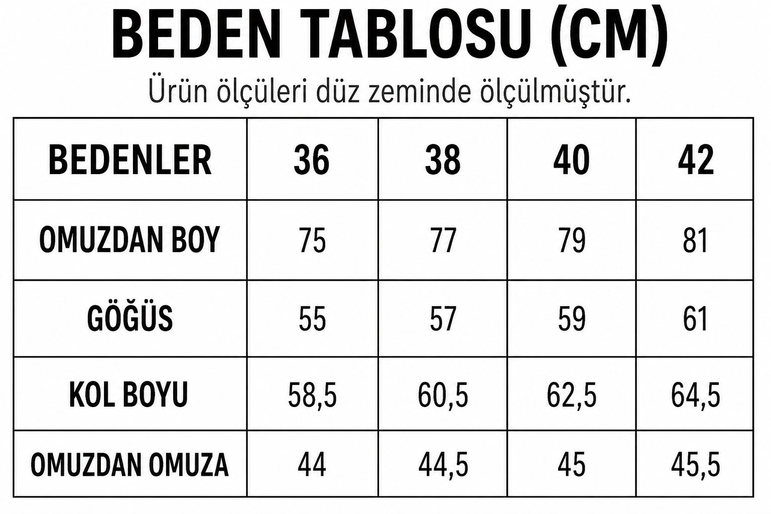 Beden Tablosu