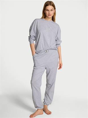 %100 Pamuklu Işıltılı Uzun Pijama Takımı