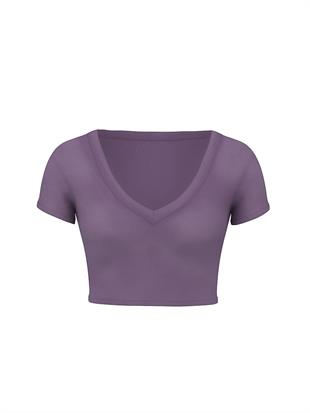 All-Day Pamuklu V Yaka Crop Tişört