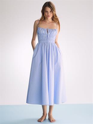 Atelier Victorias Secret X Altuzarra Çizgili Poplin Uzun Elbise