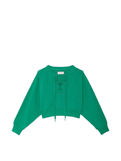 Bisiklet Yaka Bağlama Detaylı Pamuklu Sweatshirt