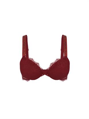 Bombshell İki Beden Büyük Gösteren Işıltılı Askılı Dantelli Push-Up Sütyen