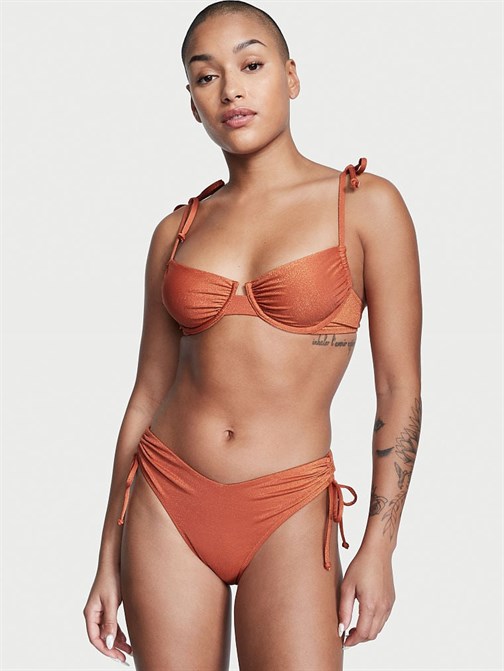 Büzgülü Işıltılı Balenli Ayarlanabilir Bikini Üstü