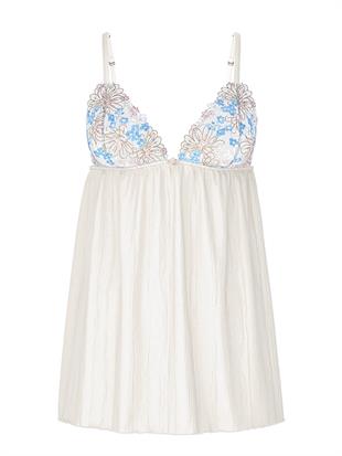 Çiçek Desenli Şifon Pileli Babydoll Takım