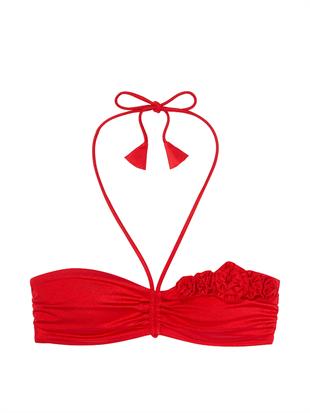 Çiçek Detaylı Bandeau Bikini Üstü