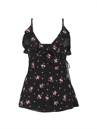 Çiçekli Şifon Babydoll Takımı