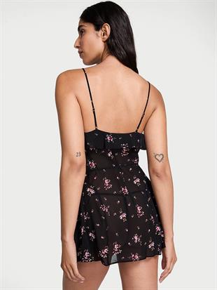 Çiçekli Şifon Babydoll Takımı