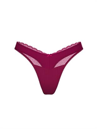 Dantelli Pointelle Derin Bacak Kesim Scoop Tanga