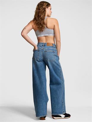 Denim by PINK Düşük Bel Bol Paça Pantolon