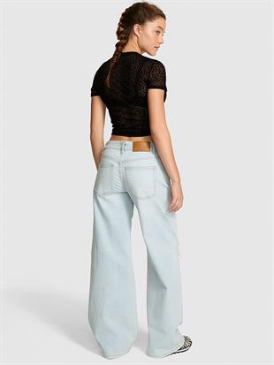Denim by PINK Düşük Bel Bol Paça Pantolon