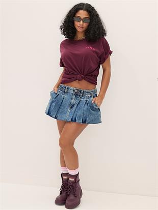 Denim by PINK Pileli Mini Etek