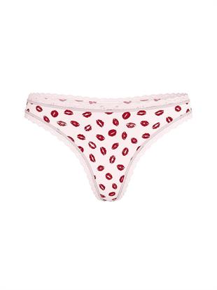 Esnek Pamuklu Dantel Belli Tanga