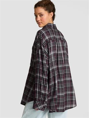 Flanel Boyfriend Uyku Gömleği