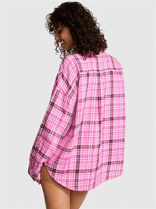 Flanel Boyfriend Uyku Gömleği