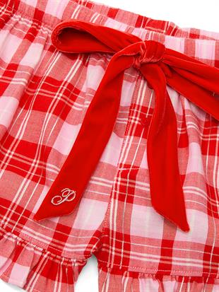 Flanel Fırfırlı Pijama Şortu