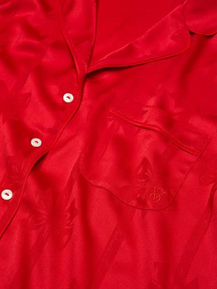 Glazed Saten Fiyonklu Şortlu Pijama Takımı