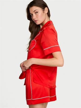 Glazed Saten Kalpli Kısa Pijama Takımı