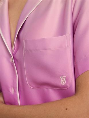 Glazed Saten Ombré Kısa Pijama Takımı