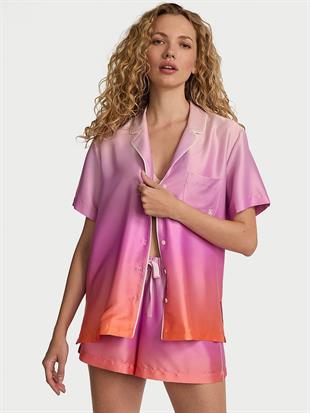 Glazed Saten Ombré Kısa Pijama Takımı