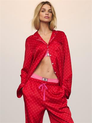 Glazed Saten Uzun Pijama Takımı