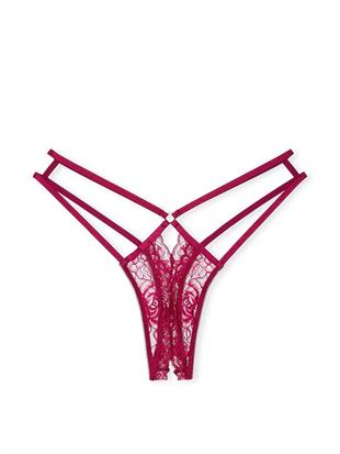 Gül Dantelli Crotchless Tanga